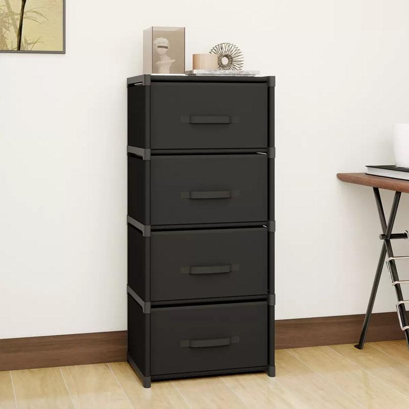 1PC Room Vanity with 4 Drawers, Fabric Vanity, Bedroom, Closet, Vertical Storage Unit for Office, Black