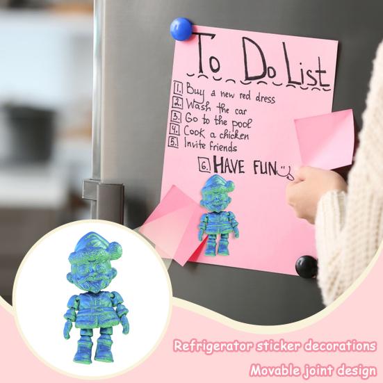 Yousheng Santa Fridge Magnet Movable Joints Christmas Ornaments 3D Printed Festive Fridge Decor Unique Party Gift