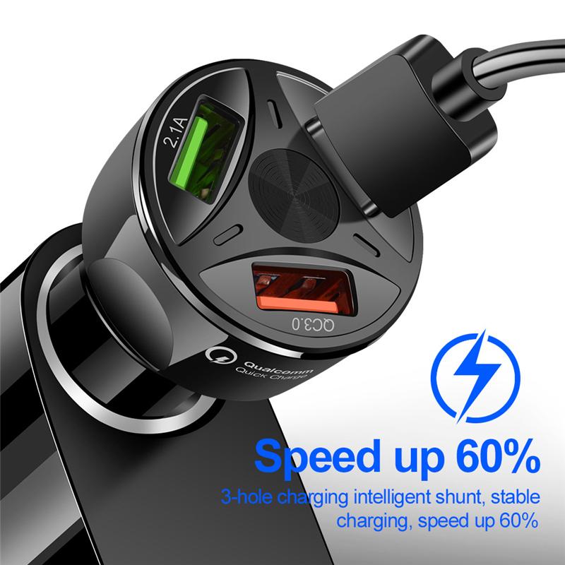 Auto-Zigarettenanzünder Universell 7A 48W USB-Autoladegerät Zigarettenanzünder-Verteiler 3 Ports Schnellladung 3.0 Schnellladeanschlüsse