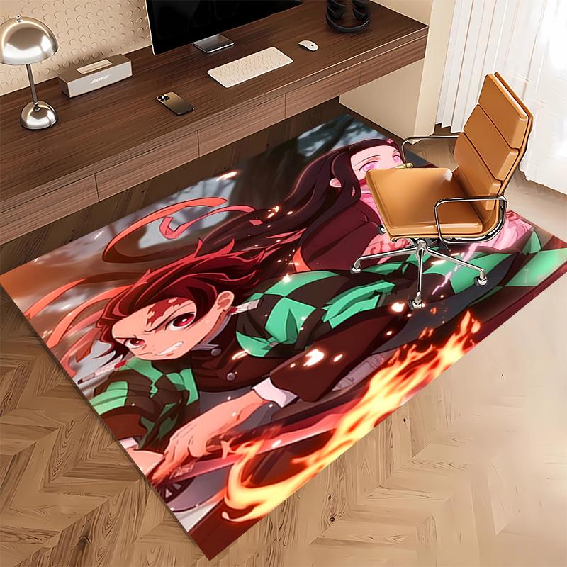 1pc Demon Slayer Print Area Rug - Soft, Washable Non-Slip Indoor Mat, Living Room, Home Office Decorative Rug,Office Decorative