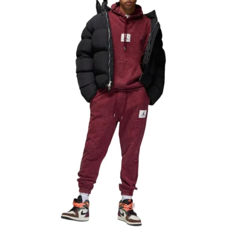 Air Jordan Essential Washed Fleece Hoodie 'Burgundy' Men's DR3087-680