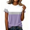 Women's Fashion Raglan Sleeve Crew Neck Casual Colorblock Print Short Sleeve Top Lightweight Soft Fabric Comfortable Fit