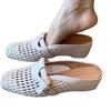 Soft leather version~ 2025 summer new vacation wind breathable woven wedge heel Mill shoes breathable bag head outer slippers