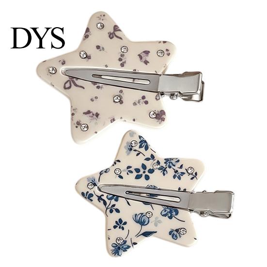 Hairpin Traceless Hair Clip, Five-Pointed Star Shape Pin Korean Floral with Pattern, Compact Versatile Accessories Clip