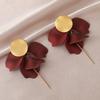 Pinkdudu Resin Petals Long Tassel Drop Earrings Pearl Luster Flower Stud Earrings PD2383