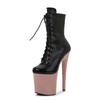 Fashion 20cm Popular Sexy Hate Sky High Boots Women's Bright Snake Pattern Thin Heeled Low Boots Super High Heeled Pole Dancing Shoes