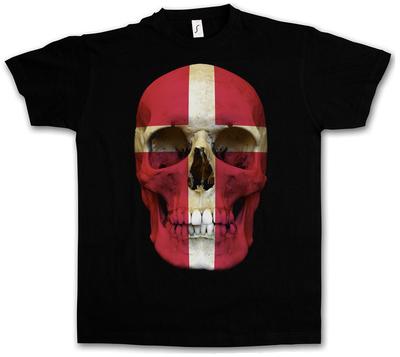 CLASSIC DENMARK SKULL FLAG T-SHIRT Biker MC Banner Shirt Sizes S 5XL