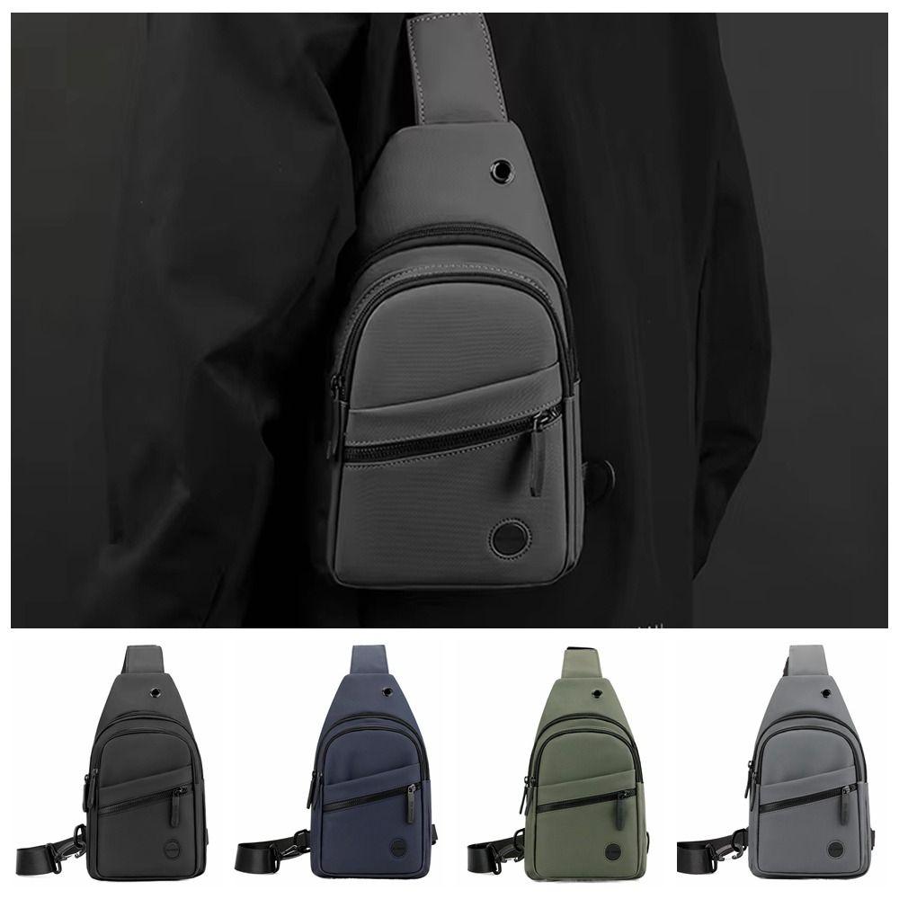 

Square Men Chest Bag Solid Color Phone Pouch Bag Durable Nylon Crossbody Bag Cycling чёрный