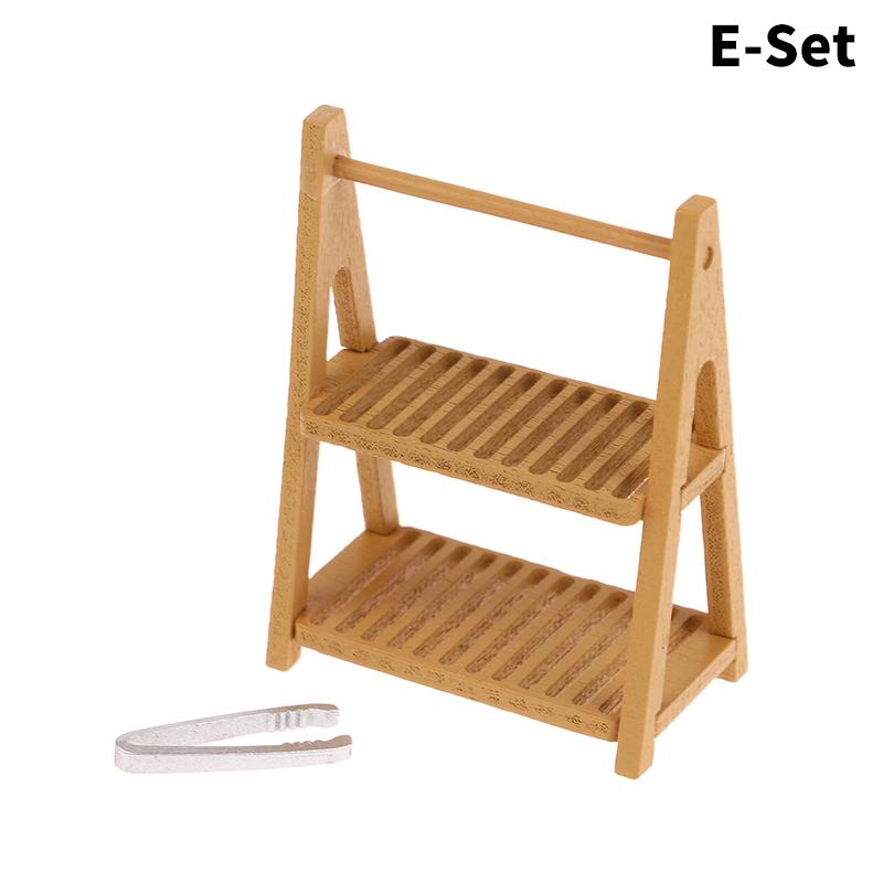 1 sett 1:12 Dukkehus Miniatyr Brødhylle Kakehylle Oppbevaringsboks/Kurv M/Bakeklemme Scenedekor Dukkehus Tilbehør