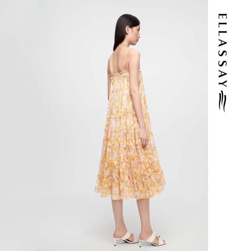 ELLASSAY Women's Romantic Floral Print Flowy High-Waist Maxi Skirt