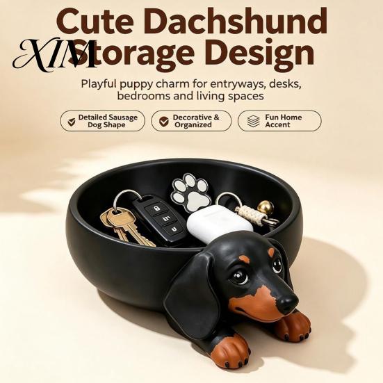 Schreibtisch-Schreibwaren-Aufbewahrung 3D-gedruckte Dackel-Schale, Harz-Hundeform-Schreibtisch-Organizer für Schlüssel, Schmuck, Organisation von kleinen Dekorationsgegenständen