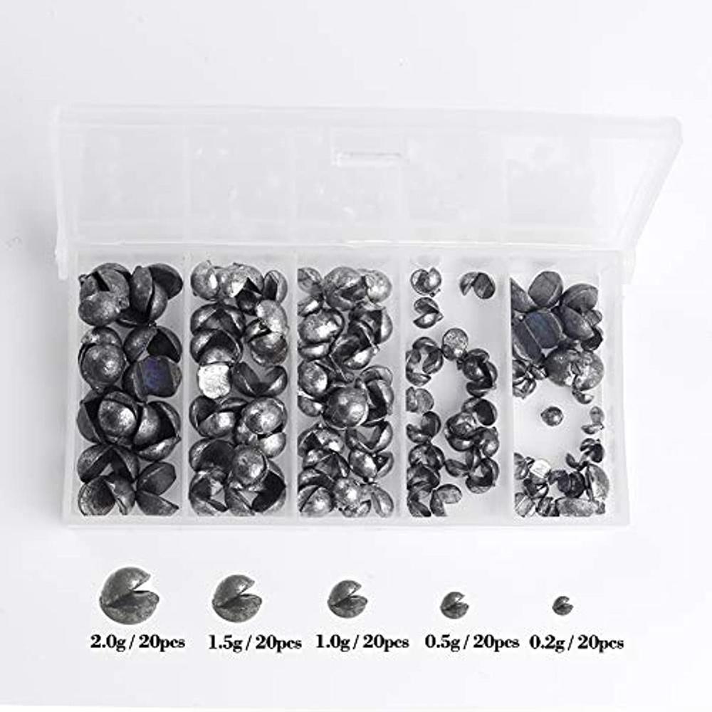 100 sztuk/zestaw ciężarków do połowu ryb śrutowych, zestaw okrągłych ciężarków śrutowych, zdejmowane ciężarki śrutowe