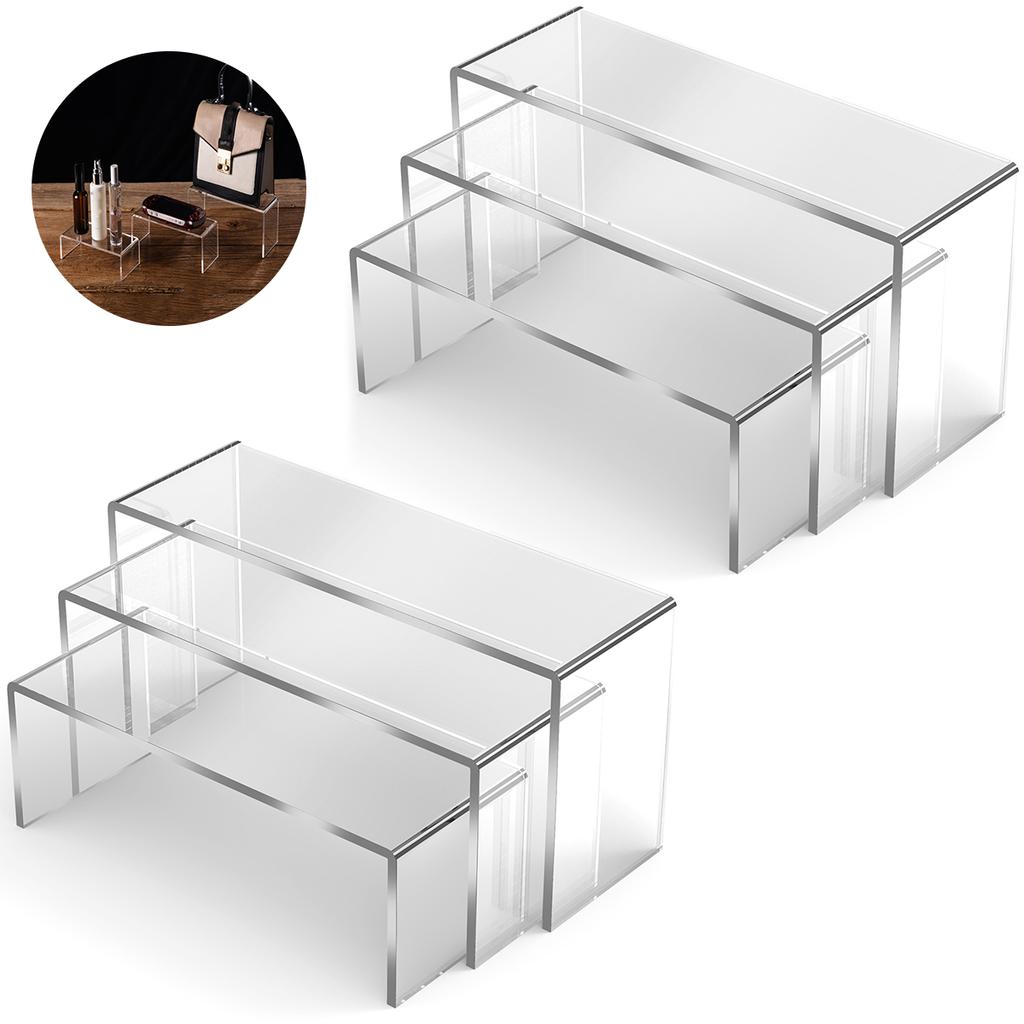 3/6/9Pcs Acrylic Display Stand Clear Display Risers Dessert Cake Shelves Retail Shoe Showcase Figure Model Jewelry Display Riser
