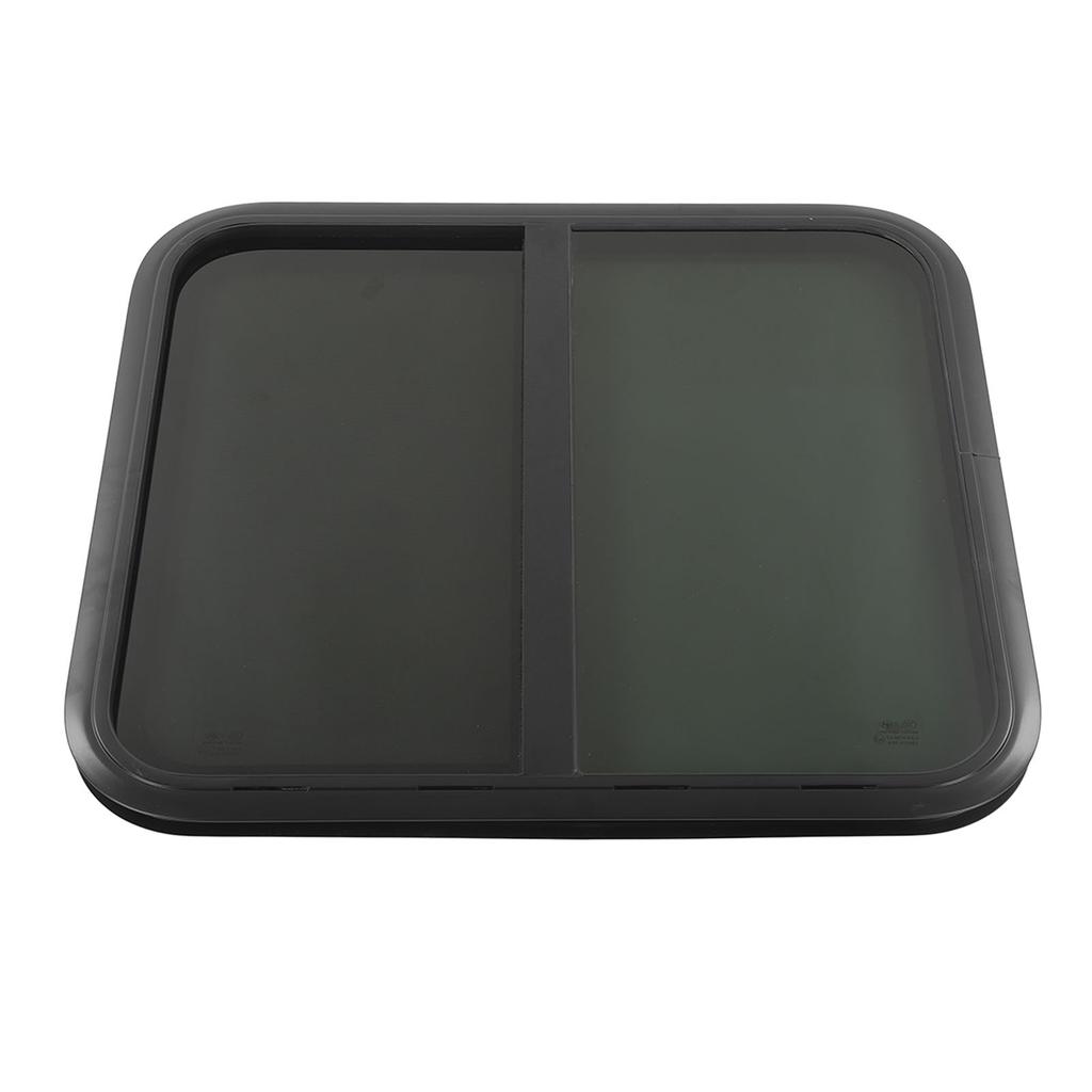 800x700mmm Rounded Sliding Windows Thick Tempered Glass UV Resistant Black Aluminum Alloy Frame with Screen for Caravan