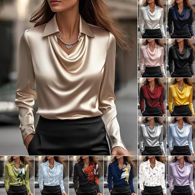 Elegant og glitrende V-hals langermet bluse for kvinner