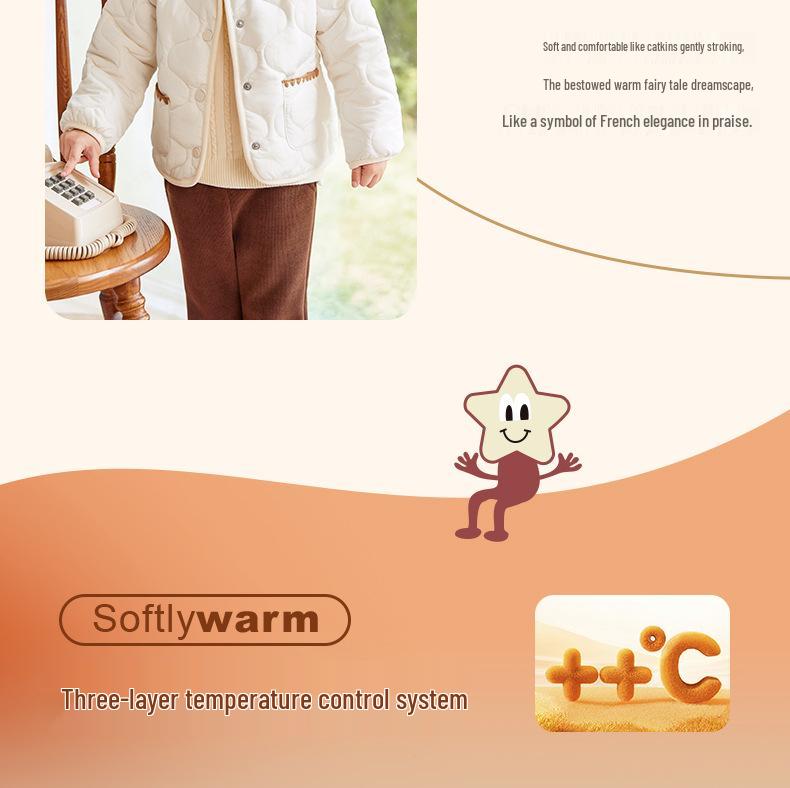 Antibacterial Jellybaby Children's Cotton Padded Jacket - Girls' Sweet and Warm Cardigan Top