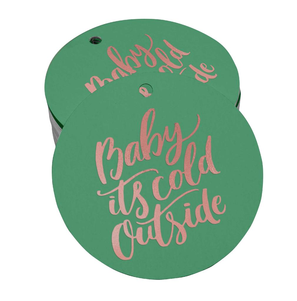 Inkdotpot Real Gold Foil Baby It's Cold Outside Baby Shower Tags Favor Hang Paper Tags 100