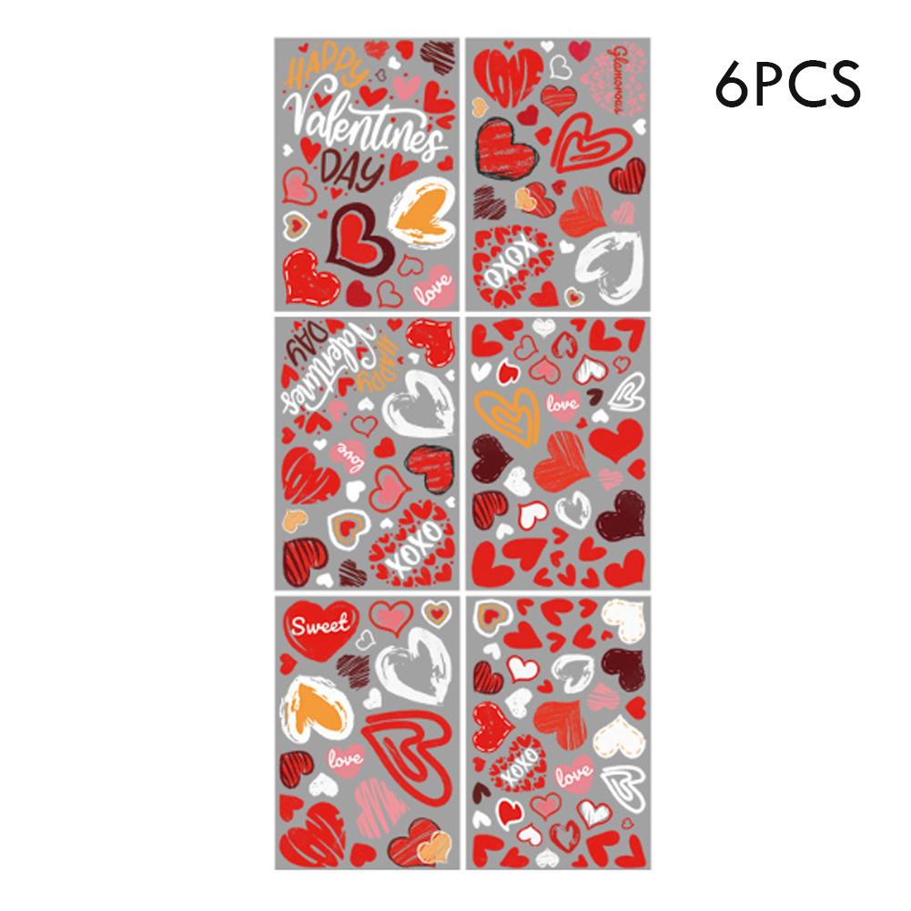 

Valentine S Day Window Decor Reusable Red Pink Heart Shaped Static Stickers Glass Art Decals Home Wall Stickers 6/12 Sheets