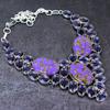 Natural Copper Charoite, Amethyst Gemstone 925 Sterling Silver Necklace 18" N8K74