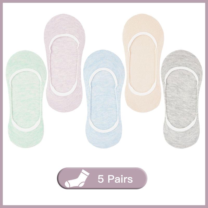 10 Pieces = 5 Pairs Women Invisible No Show Nonslip Loafer Socks Boat Liner Cotton Socks Comfortable Ankle Socks