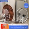 Double-Slot Stainless Steel Cutting Board and Pot Lid Storage Rack