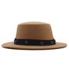 European, American Autumn and Winter British Style Fashionable and Elegant Flat-brimmed Big-eave Hat Top Hat Women's Flat-top Woolen Hat