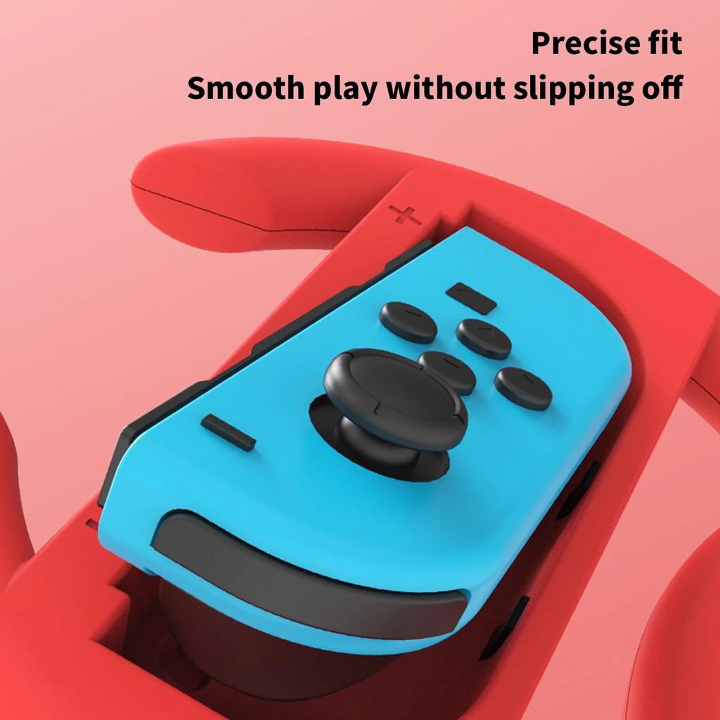 2Pcs Game Steering Wheels Comfortable Grip Plug Play Accurate Fit Realistic Gaming Experience Double Against Gamepad Steering Wheels for Switch OLED