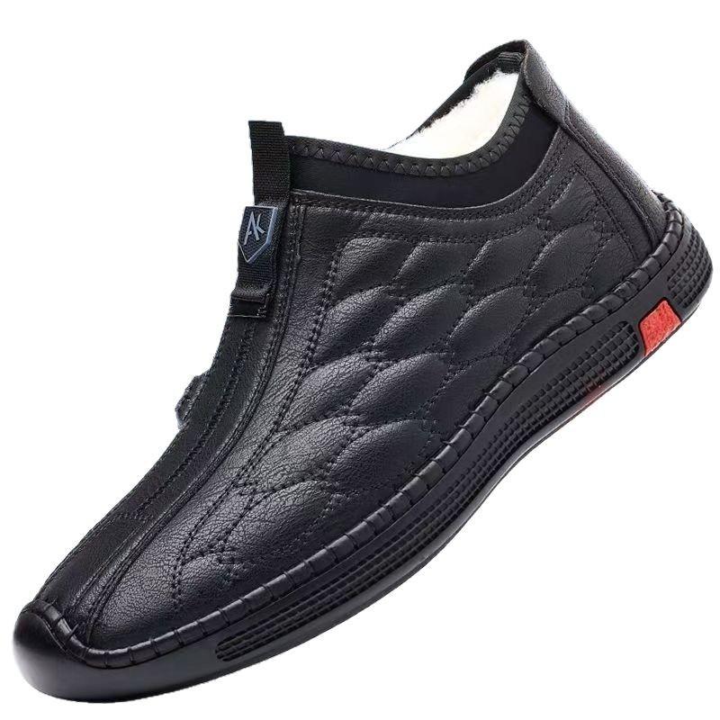 Autumn and Winter Men's Velvet Thickened Casual Leather Shoes Soft-soled Non-slip Dad Shoes Cold-resistant Warm Shoes