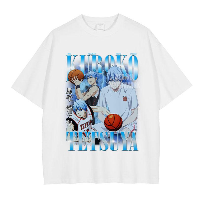 Anime Kurokos Basketball T-Shirts Oversized Midorima Vintage Washed T-Shirt Retro Kagami Taiga Daiki Akashi T-Shirt für Mann