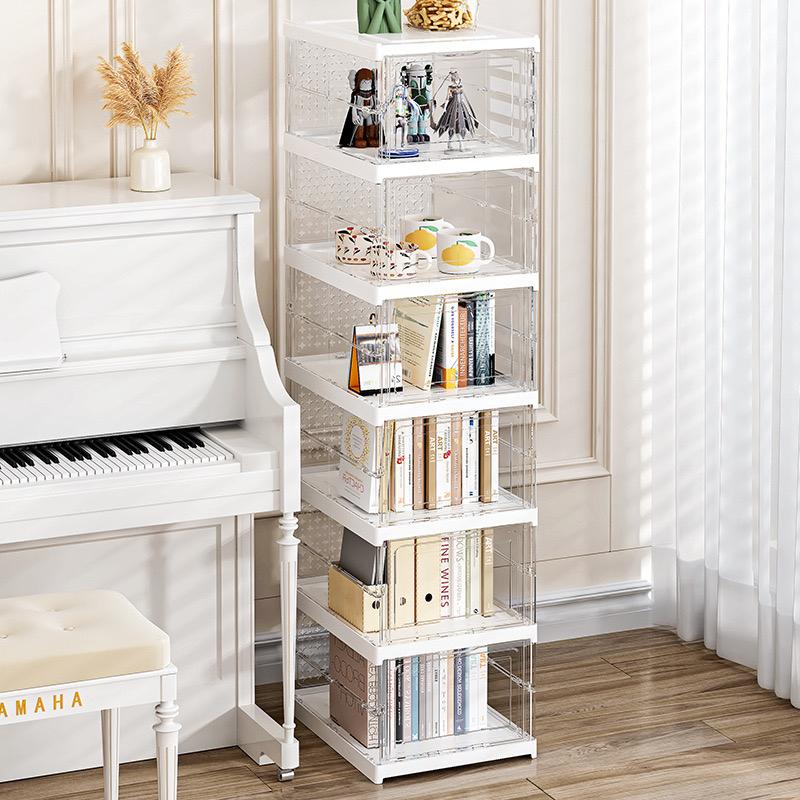 1PC 6 Tier Foldable Shoe Box Clear Stackable Shoe Organizer Dustproof Collapsible Shoes Storage Cabinet for Closet Entryway
