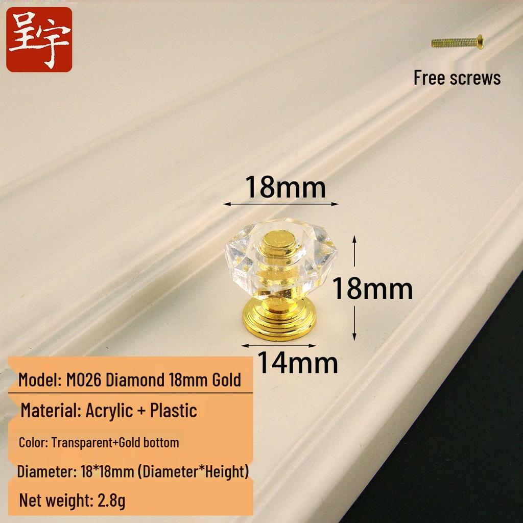 Crystal Clear Acrylic Knob: Single Hole Diamond Design for Pot Lids, Wardrobes, and Drawers