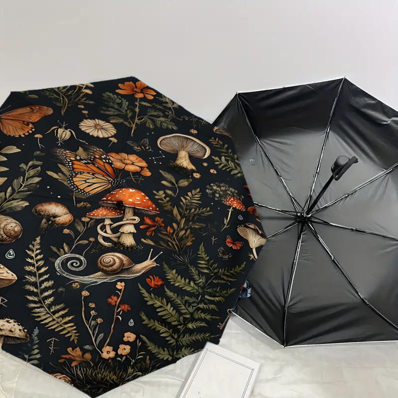 1PC Mushrooms Flowers Umbrella-8-Rib Reinforced Portable Folding Travel Suitable for All Seasons Outdoor Daily Use Is an Ideal Choice -K0377