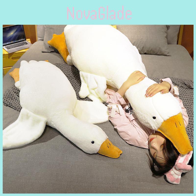 Adorable Large White Goose Plush Pillow Soft And Cuddly With Cozy Filling For Bedroom