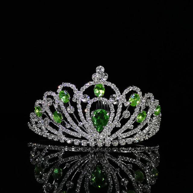 New Colorful Crystal Crown Wedding Bridal Women 'S Hair Accessories For Girls Birthday Fashion Headdress Bride Tiara Clip