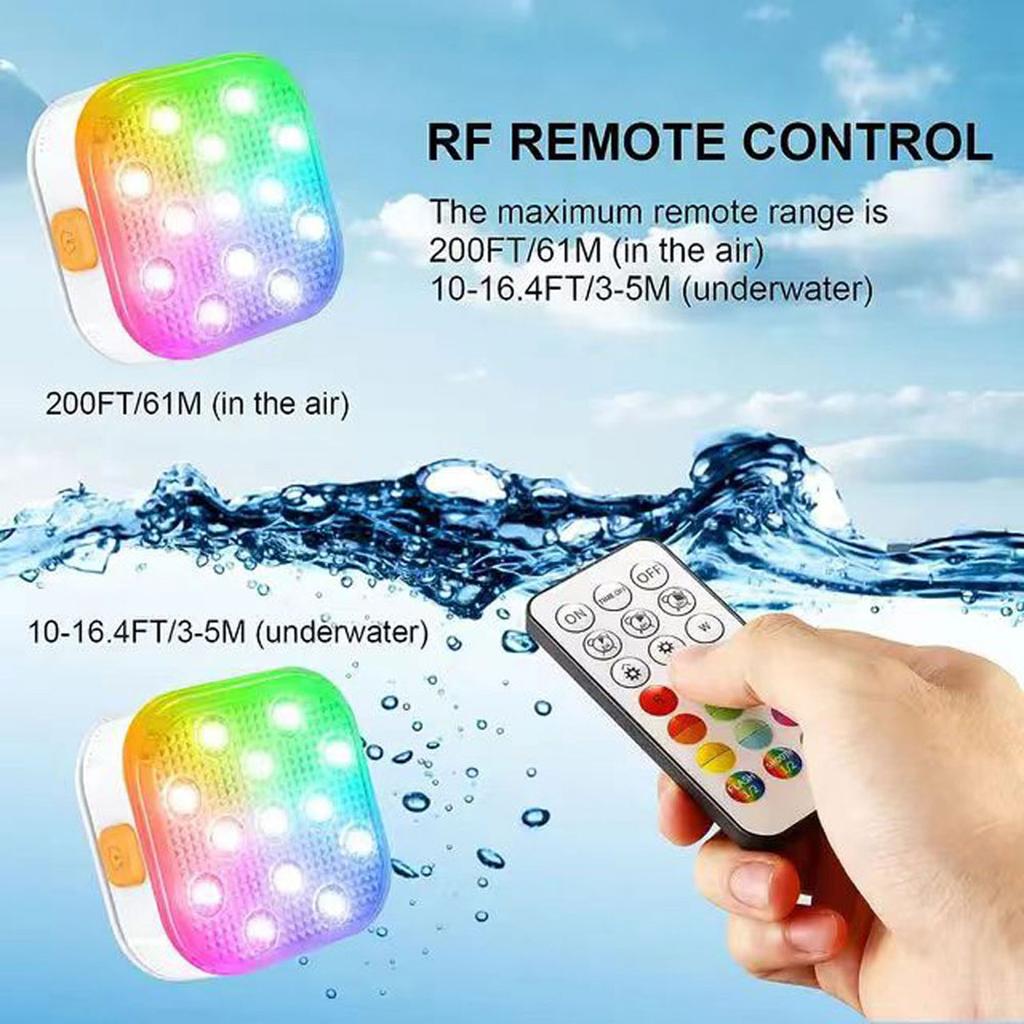 Pool Lights,Rechargeable Submersible LED with Remote, IP68 Waterproof,16 Colors Tub Pool Lights for Pool Party Decoration