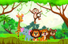 Photomural Happy Animals In The Jungle Self-Adhesive Mural 254x184