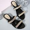 2025 New Women Slippers Open Toe High Heel Rhinestones Shoes Medium Heel Thick Heel Slippers Lightweight Sandals Slides Women