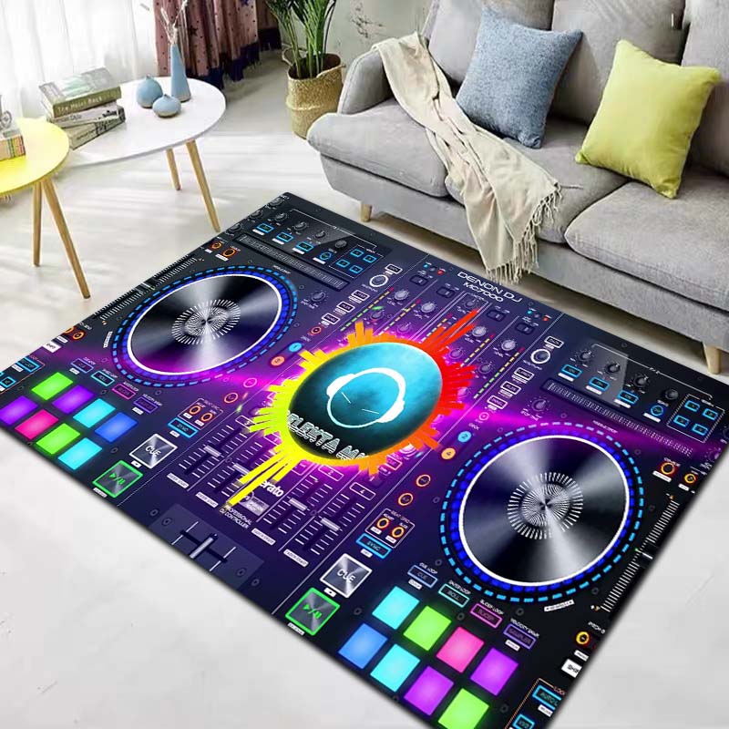 Dj Music Record Screen Console Theme Printing Large Carpet Sofa Living Room Bedroom Decoration Kitchen Bathroom Anti Slip Carpet