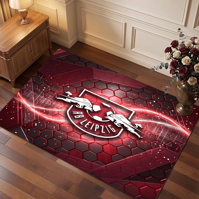 RB Leipzig Football Print Crystal Velvet Rug, Comfortable Water Absorbent Non Slip Indoor Floor Carpet