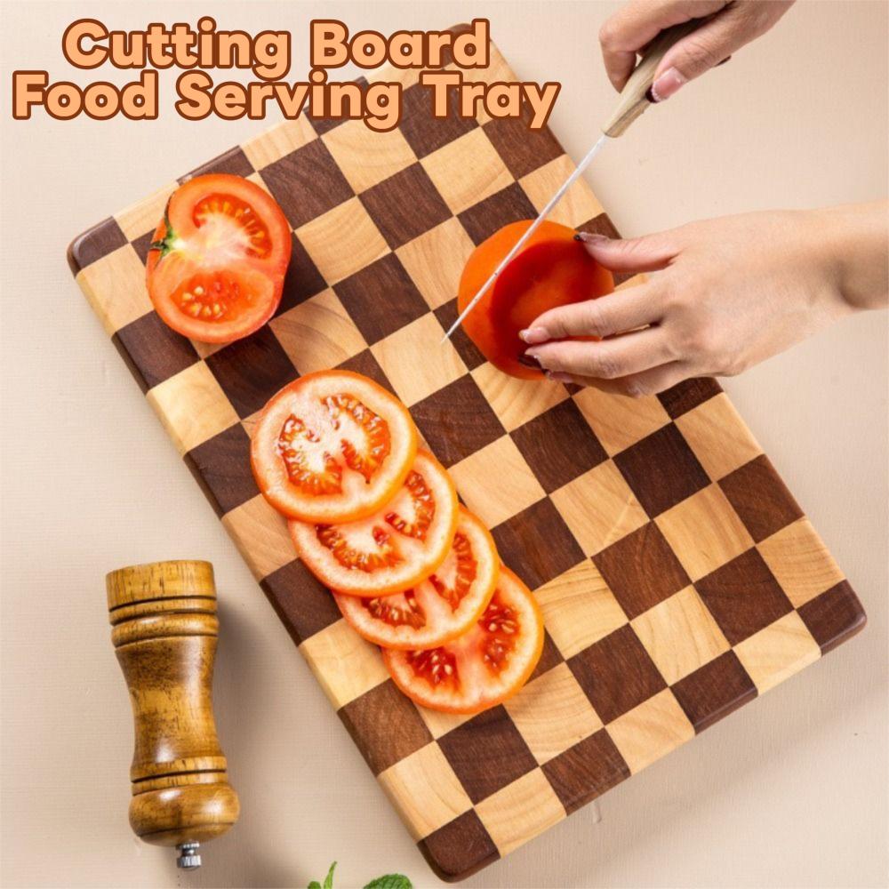 Solid Wood Checkerboard Cutting Board Splicing Color Fruits Tray Chopping Block  Baby Food