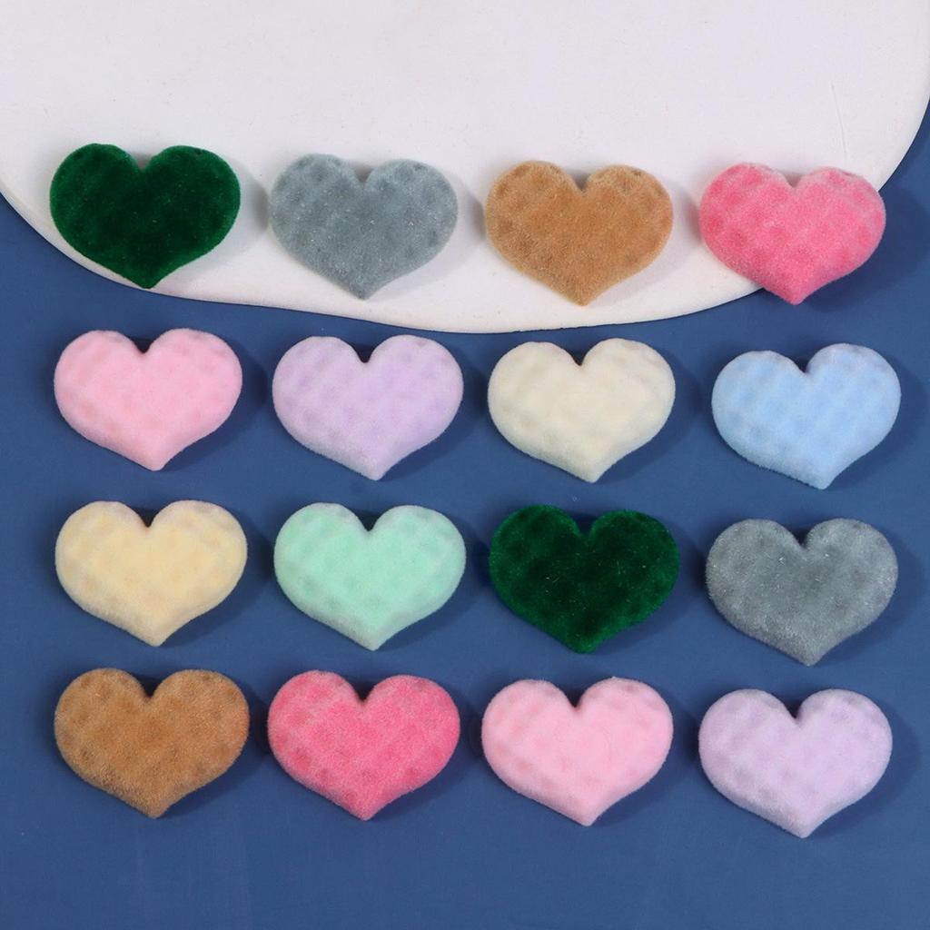 19mm Cream Flocked Heart Stickers for DIY Jewelry, Earrings & Phone Cases
