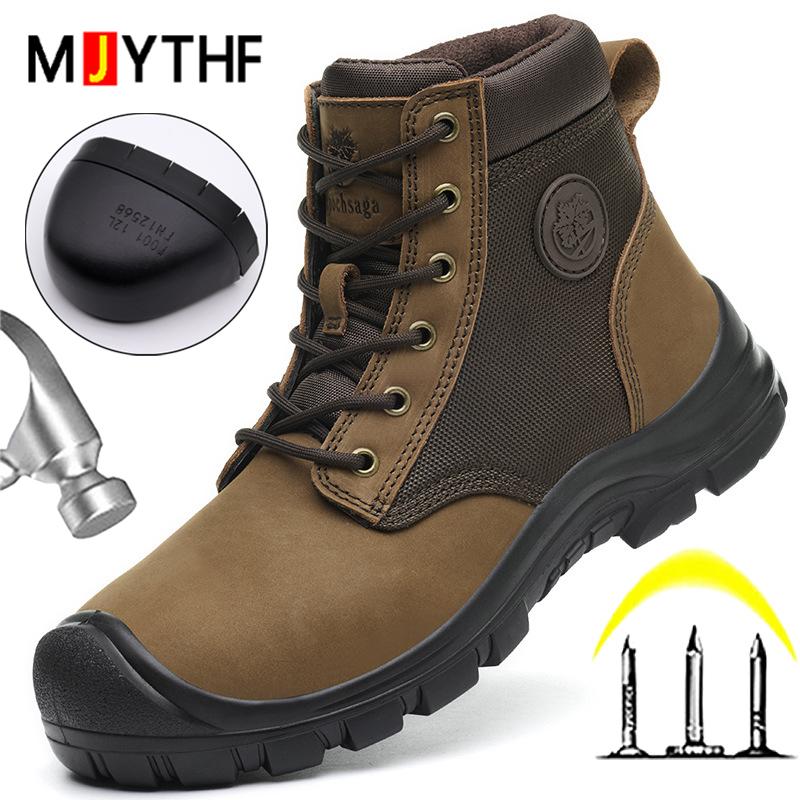 Genuine leather Safety boot for engineers Men Work Boots Steel toe shoes Puncture-Proof Security Indestructible shoes Quality