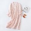 Japanese Kimono Spring and Autumn Ladies Cotton Crepe Cloth Nightgown Pajamas Bathrobe Household Clothes Spring and Summer Robe