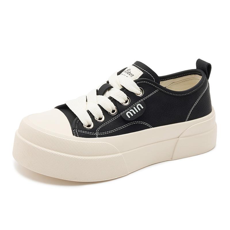 

Internet celebrity leather little white shoes women s 2025 autumn new versatile platform muffin board shoes bag head casual sports shoes 40
