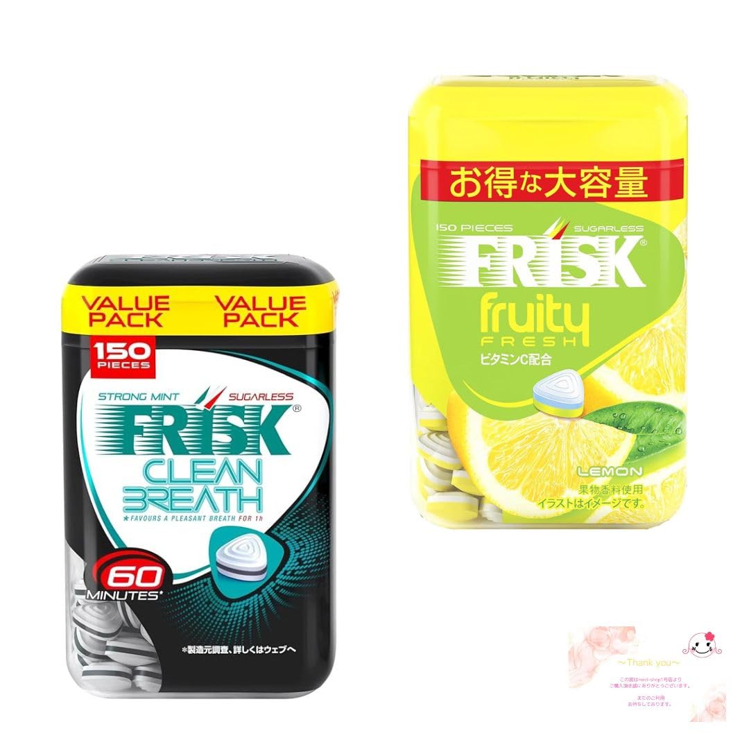 Bulk Purchase: Frisk Fruity Fresh Bottle Lemon x Clean Breath Bottle Strong Mint, 105g (1 each), Large Capacity