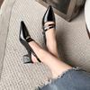 Niche High Heels Solid Color Bag Head Sandals Fairy Shoes 2025 New Spring and Summer Black French Pointed Single Shoes