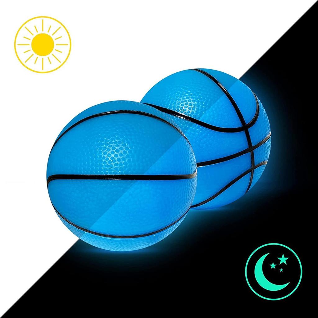 Luminous Blue PVC Basketball - 16/18CM Night Glow Inflatable Fluorescent Toy Ball for Kids