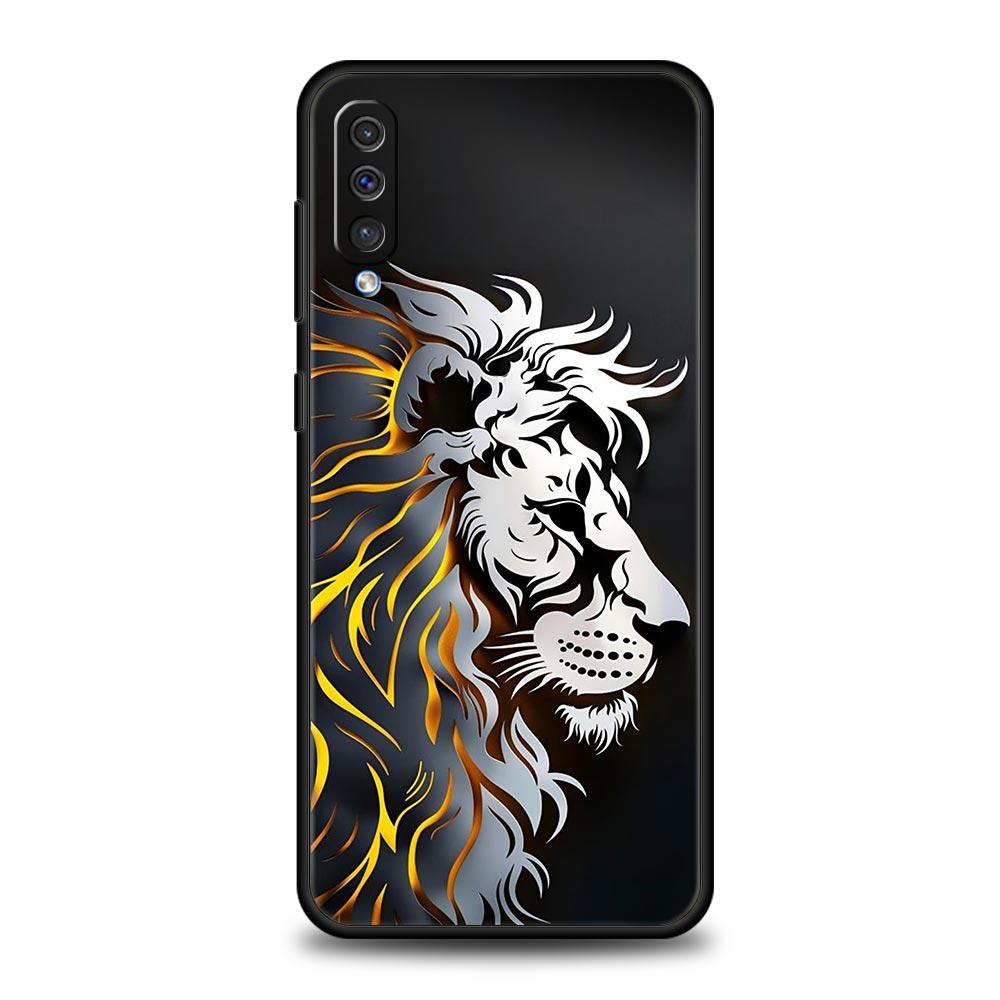 Cross Pattern Bicolor Lion Phone Case for Samsung Galaxy A56 A36 A26 A16 A34 A24 A42 A22 A20 A12 A40 A30 A10 5G Soft TPU Cover