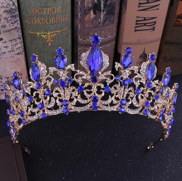 Red Black Crystal Wedding Tiara Bridal Crown For Wedding Bride Gold Rhinestone Crowns Headband Jewelry Hair Accessories