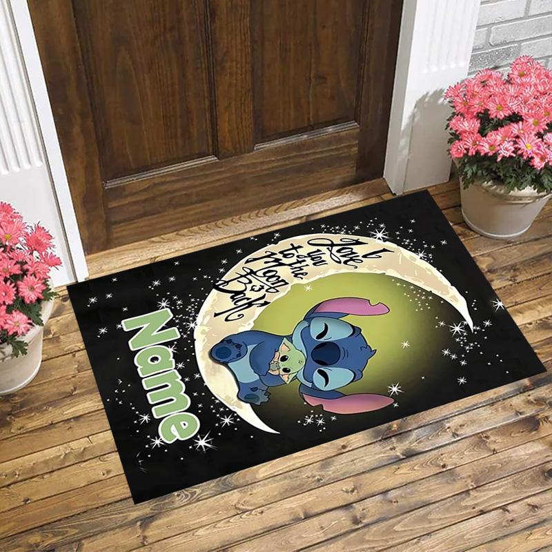 Personalized Name Stitch Fantasy Living Room Non-Slip Area Rug Soft Carpet for Bedroom Kids Playroom Sofa Office Home Decor Doormat